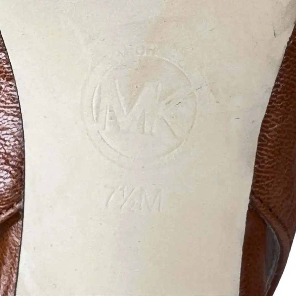 Michael Kors Slingback Sandals Womens 7.5 Brown High Heel Chiccore Summer Dressy